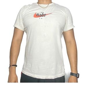 White embroidered orange Nike logo